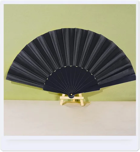 Miniatura 5 de Yolyoo 12 abanicos de mano plegables negros, abanicos de tela, estilo chino, japonés, para verano, para fiestas, bodas, regalos, decoración