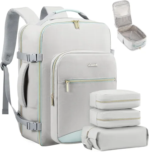 Miniatura 44 de LOVEVOOK Mochila de viaje de 40L aprobada para vuelo, 3 cubos de embalaje, bolsa de viaje impermeable para artículos personales, equipaje de mano