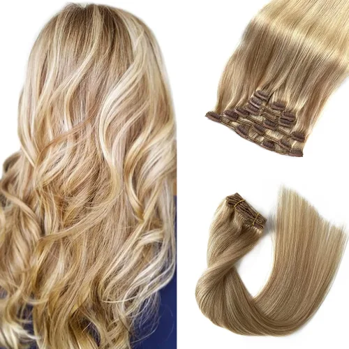 Miniatura 19 de Extensiones de cabello con clip Ubetta de cabello humano real, extensiones de cabello negro azabache con clip, 7 piezas, 70 g, extensiones