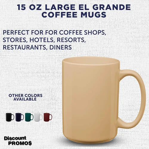 Miniatura 2 de DISCOUNT PROMOS Tazas de café de cerámica grandes personalizadas de 15 onzas, juego de 10/50/100, paquete personalizado a granel, perfecto
