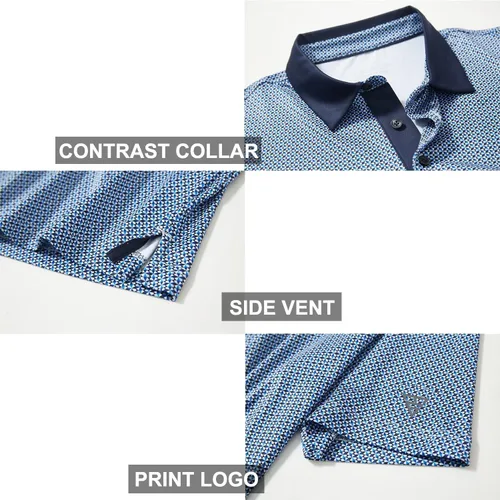 Miniatura 4 de Men's Golf Polo Shirts Short Sleeve Striped Performance Moisture Wicking Dry Fit Golf Shirts for Men