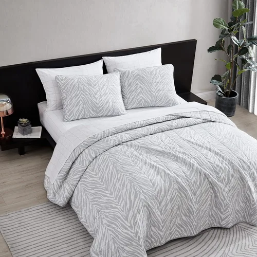 Miniatura 2 de Kenneth Cole New York - Juego de edredón tamaño Queen, juego de ropa de cama reversible de algodón, decoración del hogar para todas las estaciones