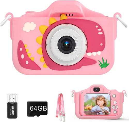 Miniatura 8 de Cámara para niños, juguetes de video para niños de 3 a 8 años, niños y niñas, cámara de 1080P de doble lente 48MP para niños pequeños con tarjeta SD