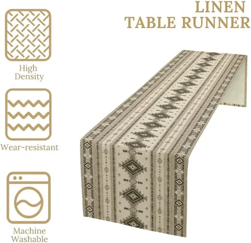 Miniatura 190 de Camino de mesa étnico del suroeste, navajo tribal nativo americano, bohemio, patrón geométrico azteca, camino de mesa para cocina, mesa de comedor