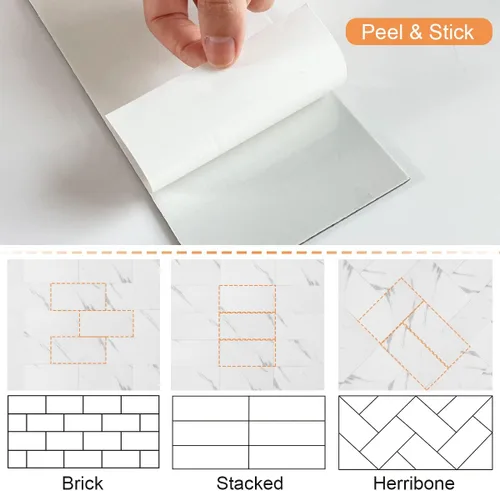Miniatura 5 de VAOVI Azulejos de mármol de metro para despegar y pegar, azulejos individuales de pared de cocina, baño, ducha, 3.93 x 7.87 pulgadas