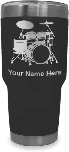 Miniatura 32 de LaserGram Vaso aislado al vacío de 20 onzas, juego de batería, grabado personalizado incluido (negro)