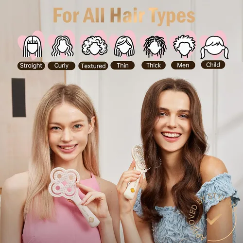 Miniatura 4 de SIMETRA Cepillo de pelo Lucky para mujeres y hombres, cepillo desenredante chapado en oro de 14 quilates, cepillo desenredante para todo