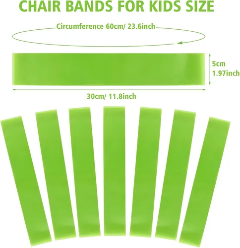 Miniatura 2 de PLULON Paquete de 15 bandas para sillas para niños con pies inquietos, bandas elásticas para pies, bandas flexibles para sillas de aula, sillas Verde