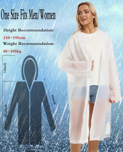 Miniatura 27 de 2 abrigos de lluvia de Borogo para adultos, chaquetas de lluvia reutilizables para hombres y mujeres