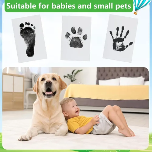 Miniatura 5 de Jazb Paquete de 6 kits de huellas y manos sin tinta para bebés recién nacidos, kit de huellas de huellas de tinta para perros, kit de impresión