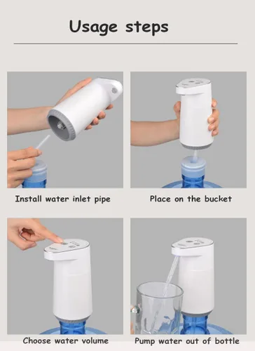 Miniatura 4 de Bomba inteligente de botella de agua de 4 modos - Flujo rápido de 3 l/min, recargable por USB de 1200 mAh, volumen preestablecido y control