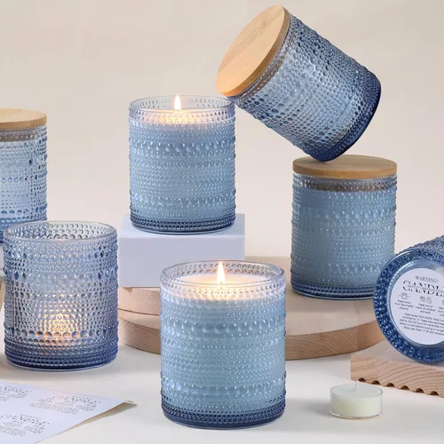 Miniatura 10 de DARJEN Paquete de 8 tarros de vela transparentes para hacer velas, tarros de vidrio vacíos de 14 onzas con tapas y etiquetas de bambú, suministros