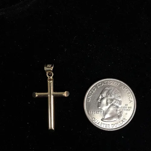 Miniatura 7 de Ioka Colgante de cruz clásico de oro real de 14 quilates para collar o cadena, Metal, No es una piedra preciosa