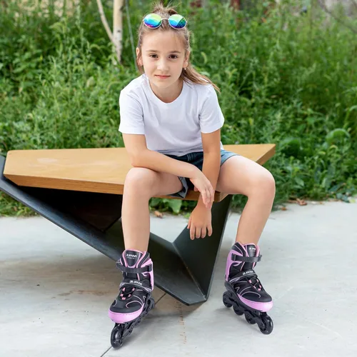 Miniatura 4 de 2PM SPORTS Patines en línea ajustables para niños de 4 a 12 años, patines en línea juveniles para niñas y niños de 5 a 8 a 12 años con ruedas de luz