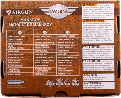 Miniatura 6 de Umarex Legends Makarov - Pistola de aire calibre .177 BB de metal