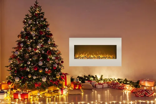 Miniatura 6 de Northwest Chimenea eléctrica montada en la pared de 36 pulgadas, llama LED de 10 colores y 3 fondos multimedia con brillo ajustable y control remoto