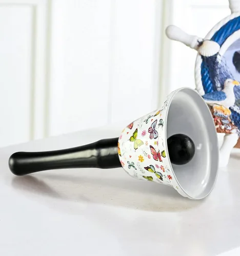 Miniatura 6 de Home-X Campana de llamada de mano de mariposa – timbre con asa para escuela, aula, boda, escritorio de servicio, meditación, para enfermos