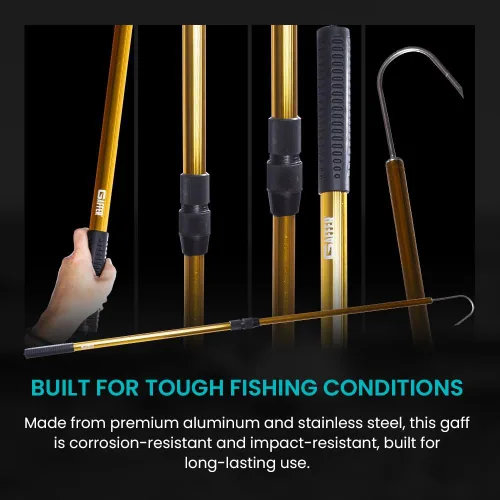 Miniatura 6 de GAFFER SPORTFISHING Gancho extensible de aluminio para peces con soporte de gancho de lanza de pesca de acero inoxidable afilado