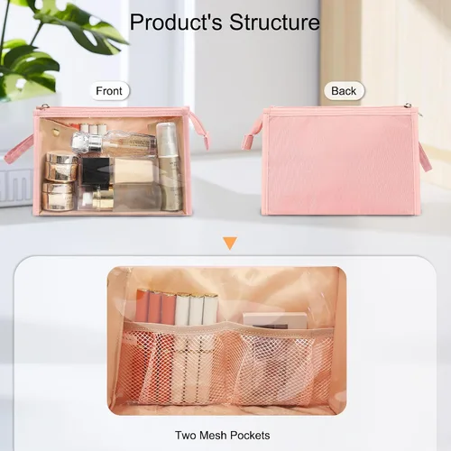 Miniatura 2 de MONSTINA Bolsa de maquillaje, estuche transparente de gran capacidad, organizador de estuche de maquillaje de viaje portátil, bolsa de aseo