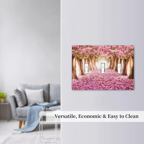 Miniatura 159 de Cubiertas de placa de pared de 3 gang con interruptor de luz de triple palanca, en negro y dorado con esplendor de oro rosa, estampado floral