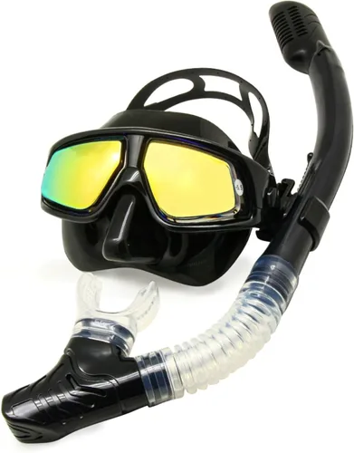 Máscara de buceo óptica positiva, máscara de snorkel con lentes de vidrio templado, protección UV antivaho Silver Dive W/ Snorkel