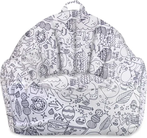 Miniatura 205 de Posh Beanbags - Sillón puff grande, 38 pulgadas, color azul rey sólido Nylon suave - Azul real