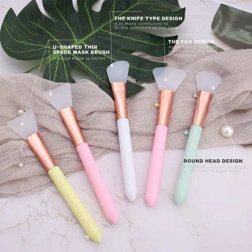 Miniatura 3 de Elisel 5 cepillos aplicadores de máscara facial de silicona, flexibles para cara, dormir, arcilla, loción corporal