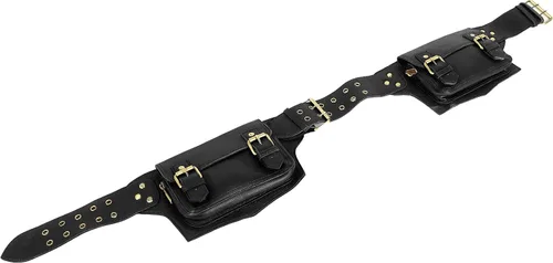 Cangurera de cuero vintage para hombre y niño, bolsa de cuero para hombre, cinturón de mensajero, regalo para hombres y mujeres (negro)