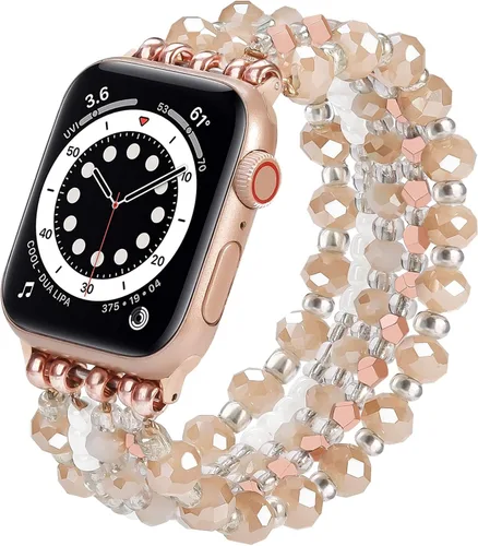 Miniatura 20 de VISOOM Pulsera de cuentas compatible con Apple Watch Band 40mm/38mm/41mm/42mm Series 11 10 9 8 7 Se(3 2 1) Series 6/5/4 Correa de reloj de moda