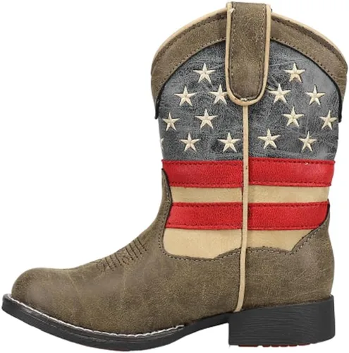 Miniatura 3 de ROPER Botas casuales patrióticas con punta redonda para niños a media pantorrilla, azul, marrón, rojo