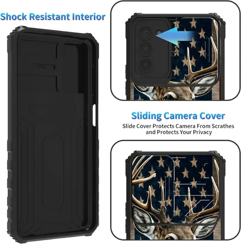 Miniatura 1123 de Funda para Samsung Galaxy S22 Ultra 5G, Galaxy S22 Ultra con cubierta de cámara deslizante, funda resistente de doble capa con función atril Black