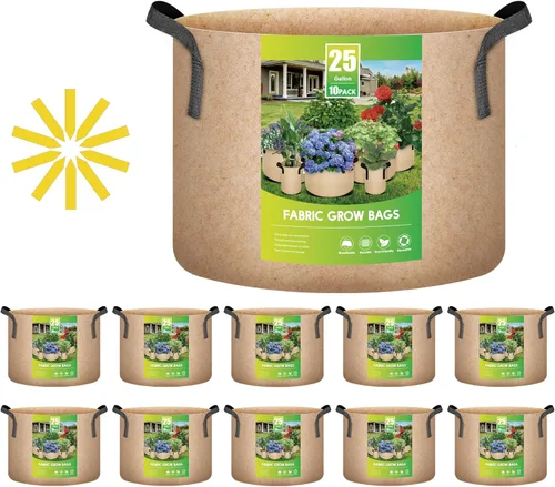 Miniatura 24 de iPower Paquete de 10 bolsas de cultivo de 3 galones, macetas de tela no tejida, contenedor de aireación con asas de correa para jardín y plantación