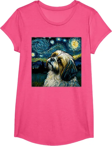 Miniatura 57 de Camiseta Surrealism Starry Night Shih Tzu Dog