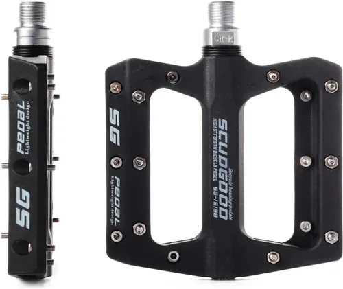 Miniatura 7 de UPANBIKE Pedales de bicicleta 3 pedales de rodamiento sellados 9/16 "husillo de fibra de nailon (poliamida) plataforma plana para MTB Mountain Bike