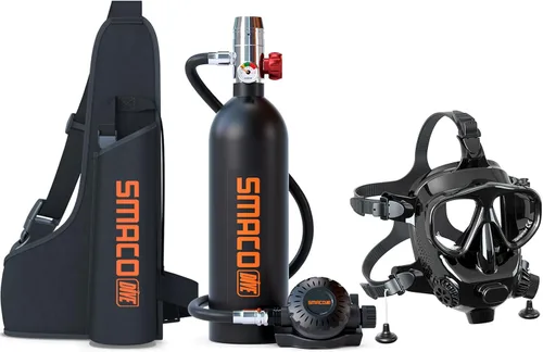 Miniatura 8 de SMACO Mini tanque de buceo 1L tanque de buceo portátil reutilizable buceo kit de cilindro de oxígeno para snorkel y rescate de emergencia S400