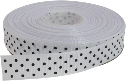Miniatura 46 de Cinta de grogrén de lunares de 25 yardas cada rollo 100% poliéster (1 pulgada, beige)