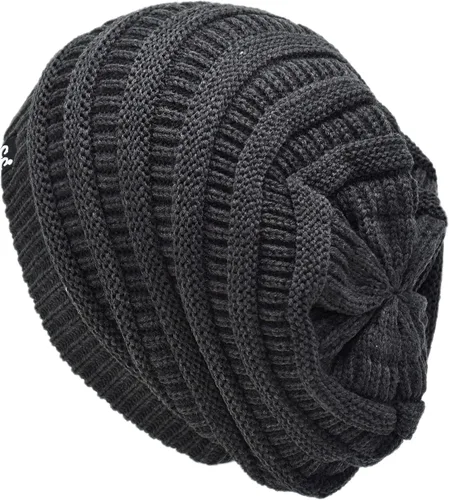 Miniatura 46 de C.C Winter Oversized Beanie Hat with Fuzzy Lining – Thick Knit Thermal Beanie for Cold Weather, Soft Warm Fleece Lined Cap