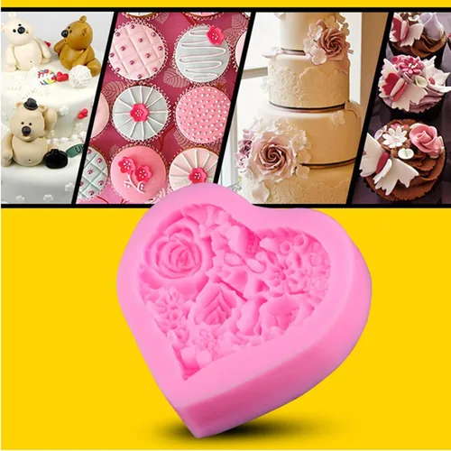 Miniatura 6 de Molde de jabón de silicona con corazón de rosa, flor de rosa, fondant, azúcar, chocolate, caramelo, pastel, regalo, día de San Valentín