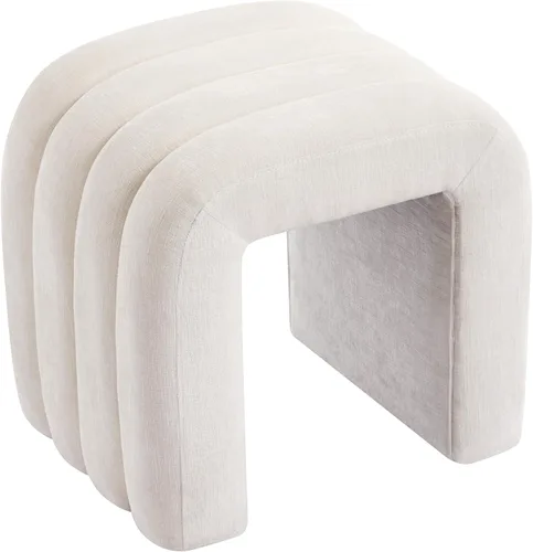 Miniatura 9 de Flouki Taburetes otomanos tapizados, otomanos de arco multifuncionales, taburetes de maquillaje de lujo, otomanas de felpilla para dormitorio