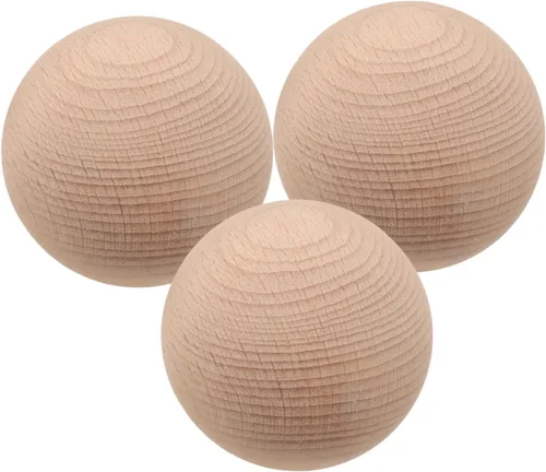 TOYANDONA Juego de 3 pelotas de golf de madera de haya para juegos de césped al aire libre, patio trasero, diversión familiar, bolas redondas