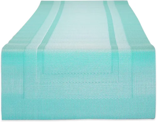 Miniatura 32 de DII PVC Tabletop Collection Woven Indoor / Outdoor - Juego de manteles individuales, 13x17.25, aguamarina, 6 piezas
