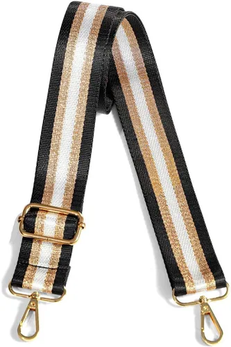 Correa cruzada de repuesto para bolso, correa de color dorado brillante y negro para bolso para mujer, correas ajustables de repuesto para bolsa,