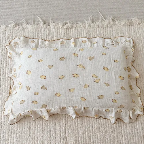 Miniatura 8 de BuLuTu Funda de almohada de algodón para niños pequeños, tamaño estándar, estampado de flores de Galsang, suave funda de almohada de viaje con borde