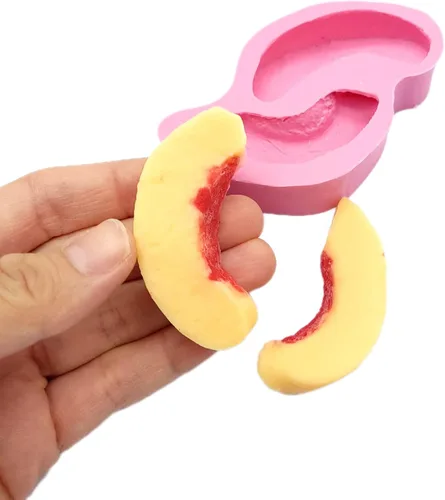 Natucraft Peach Slices - Molde de silicona con 2 cavidades, cera, resina, jabón, realista, flexible, color rosa