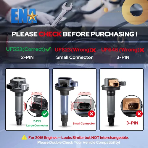 Miniatura 2 de ENA Juego de 6 bobinas de encendido, 6 bujías platino 3.5L 3.7L compatibles con Lincoln Ford Mustang Edge Explorer F150 Flex Taurus Transit MKS MKT