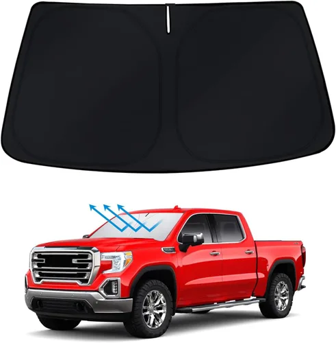 Miniatura 53 de BESTVIEW Protector Solar Para Parabrisas Compatible con GMC Sierra 1500 2500 3500 2019 2020 2021 2022 2023, Visor Solar Reflectivo Plegable