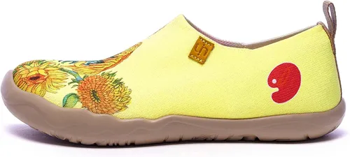 UIN - Zapatos deportivos informales tipo mocasines para mujer, diseño tejido con estampado artístico, sin cordones, cómodos y suaves para caminar