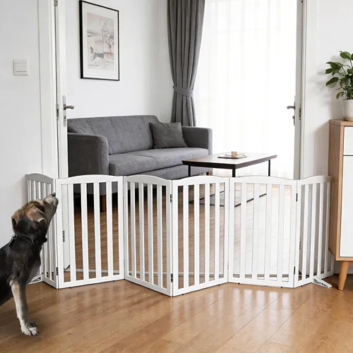 Miniatura 36 de Puerta para Perros Independiente para Interiores, Puerta para Perros Plegable, Puertas para Mascotas para Entradas, Escaleras o Pasillos, Puerta
