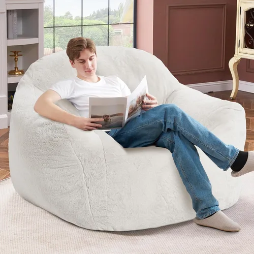 Miniatura 3 de Puf gigante para adultos, sillas grandes de espuma viscoelástica, sofá puff de gran tamaño con relleno, silla de lectura grande de piel sintética
