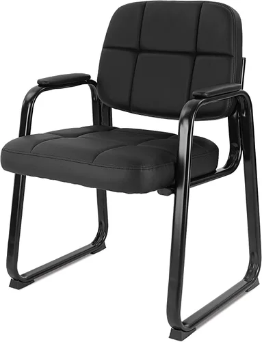 Miniatura 11 de CLATINA Silla de recepción clásica con reposabrazos acolchados y marco de acero resistente, silla ergonómica para invitados para oficina, Gris